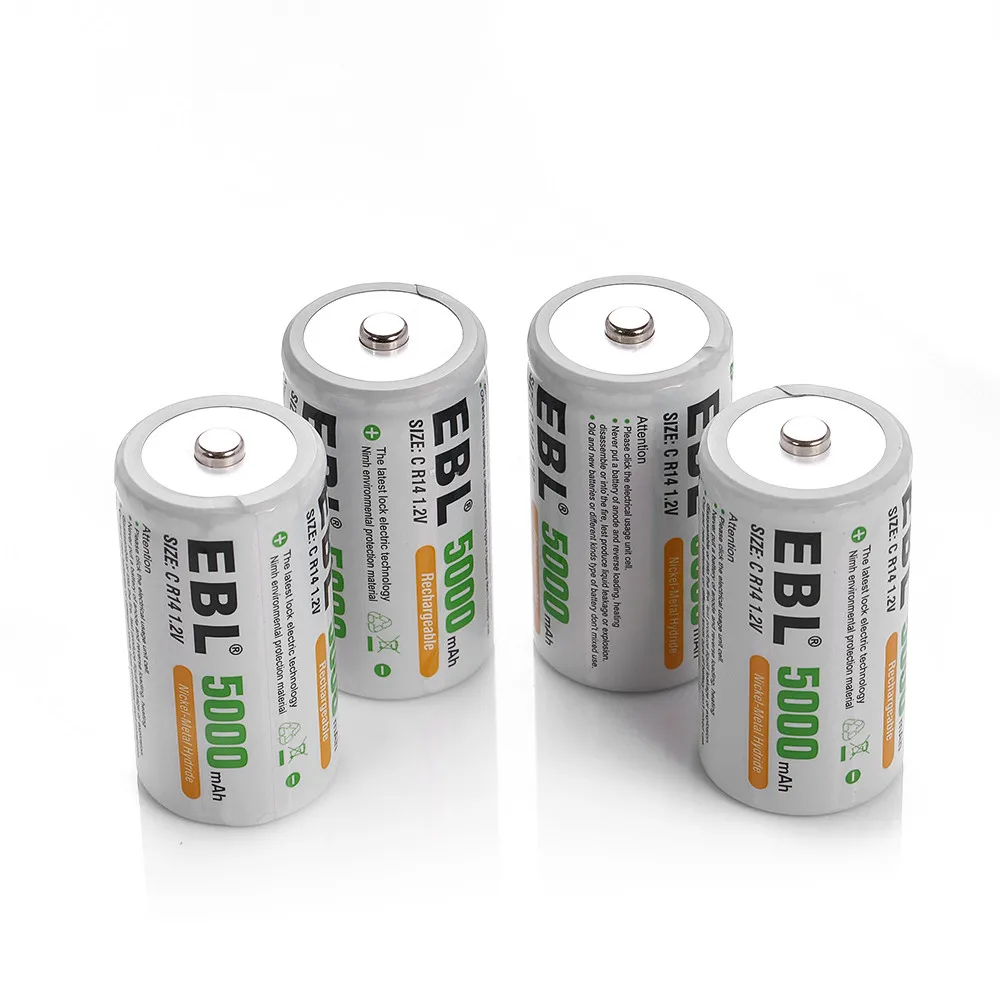 EBL 4 шт. 1 2 v 5000mAh размер C R14 Ni MH аккумуляторные батареи для фонарика игрушки камера