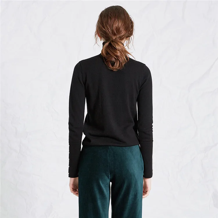 Tricot Col white Mode Couleurs M Manches Black l Mélange grey Chandail Nouvelle En Femmes Polyester Boucle Noir Pull Roulé 4 coffee Laine gwBxpXng