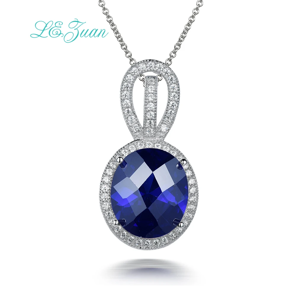 

I&zuan 925 Sterling Silver Jewelry Necklace 7.89ct Blue Stone Romantic Luxury Necklace pendant For Woman