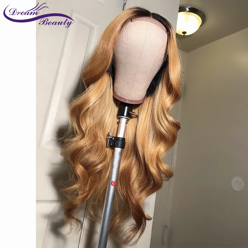 Dream Beauty Body Wave Ombre 27 Color long deep part 13x6 Front lace wig Remy Hair Brazilian Human Hair Wigs With Baby Hair