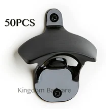 50 шт., настенный открывалка для бутылок пива из черной нержавеющей стали, Подходящие винты(черный