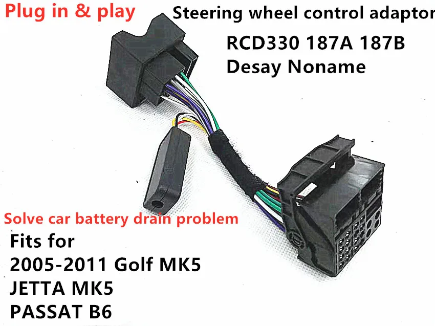 

RCD330 RCD510 Multifunction Steering Wheel Button Control Simulator Adapter For VW Golf 5 6 Jetta MK5 Touran Caddy Passat B6