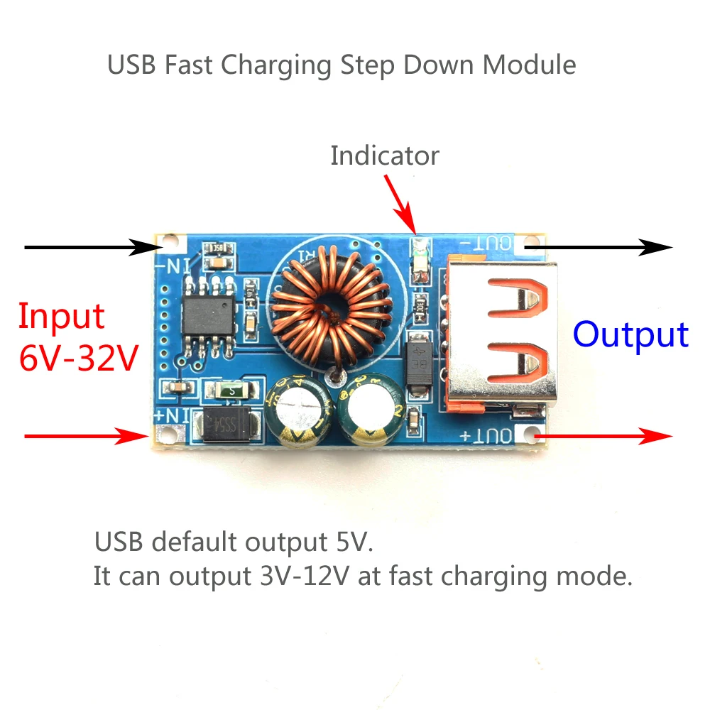 1 шт. USB DC понижающий модуль 12 В 24 В к QC2.0 QC3.0 Быстрая зарядка мобильного телефона зарядная плата для Apple huawei FCP быстрое зарядное устройство