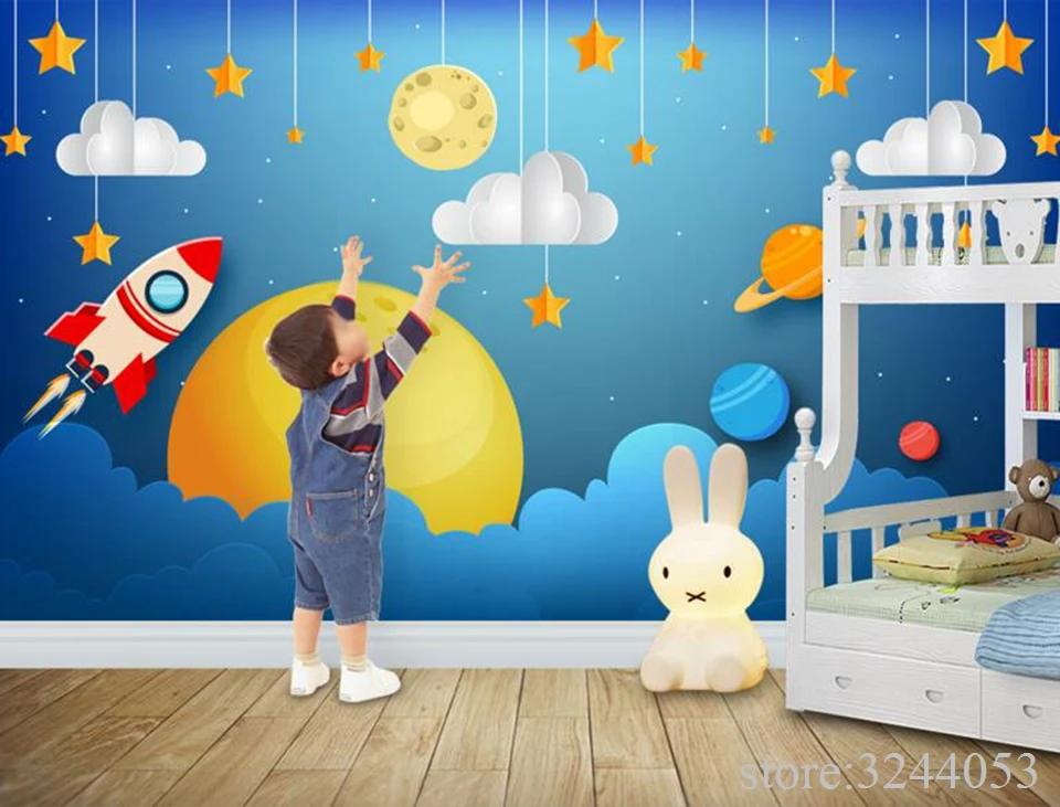 Baby Wallpapers Custom Mural Wallpaper Fantasy Space Astronaut Mural Wall Cartoon  Background Living Room Desktop Wallpaper - Wallpapers - AliExpress