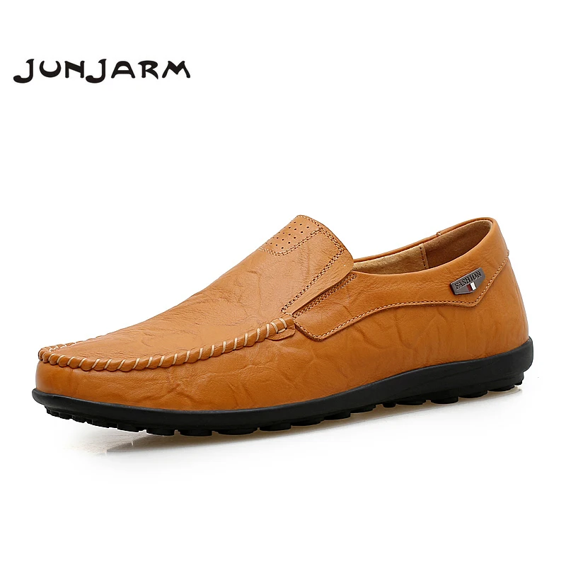 Vente JUNJARM Main Mens Mocassins Split En Cuir Hommes Conduite Chaussures Respirant Hommes Occasionnels Mocassins Chaussures Plus La Taille 38 46