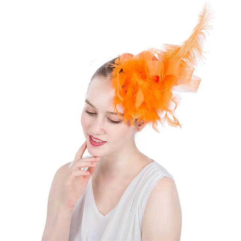 Hot Selling Handmade Red Mesh Feather Small Hats Bridal Wedding Banquet Party Vintage Hair Accessories Headdress New | Свадьбы и