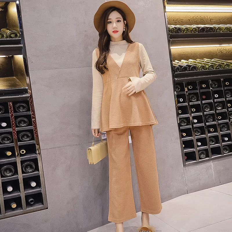 

Autumn Fashion Maternity Sets Pregnant Clothing Long Sleeve Shirt T-shirt Pregnant Women's Stomach Lift Pants Three-piece Suit