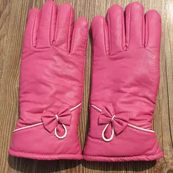 

Women's winter Thicken Warm Fleece Lining Windproof Riding glove Girls Small Bow driving glove Skiing Glove R651