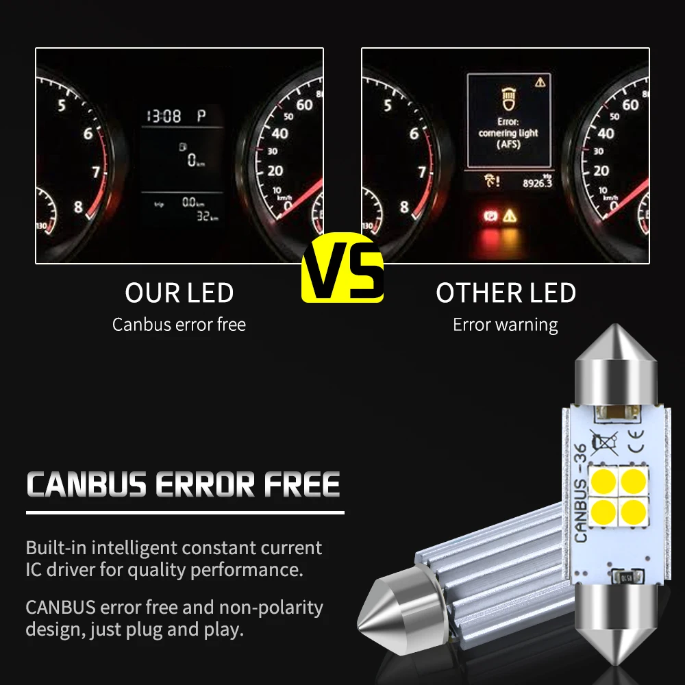 2 шт., фестон без ошибок, 36 мм, светодиодный, лампа C5W 3030 SMD, автомобильные лампы для номерного знака Volkswagen VW Golf 3 4 5 6 Passat B6 B5 Jetta