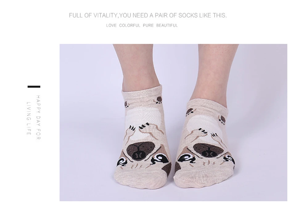 Fashion Personality Dog Pattern Cute 3D Cartoon Animal Sock For Women Female Cotton Short Socks Comfortable and Breathable (8)