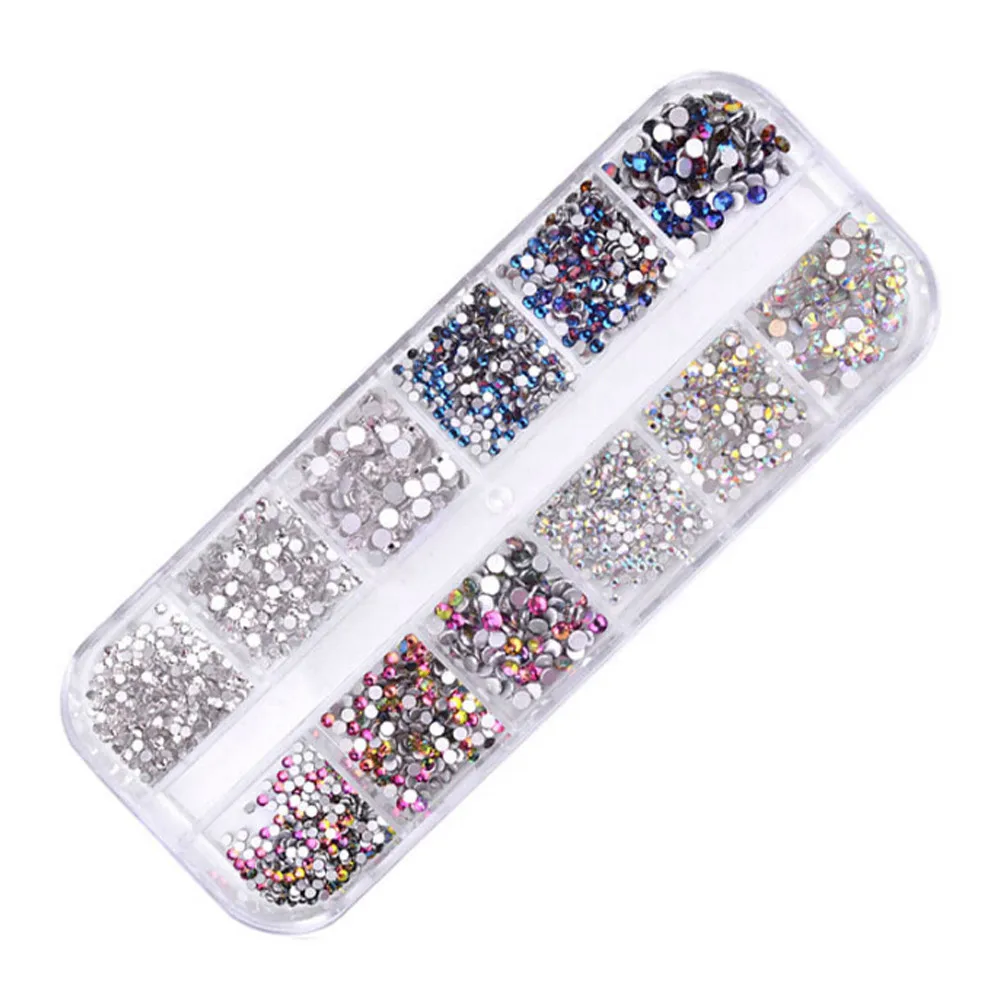 Украшения для дизайна ногтей 12 решеток украшение для ногтей Сверкающее сверло длинная коробка упаковка для дизайна ногтей Макияж порошок# YL5