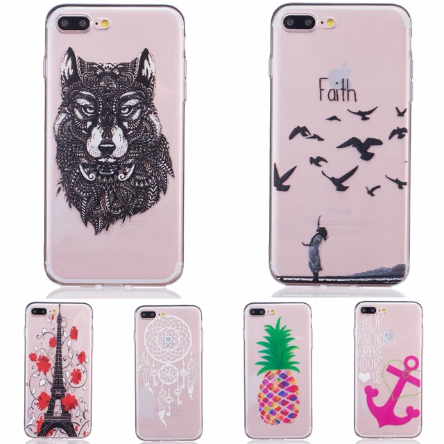 For iPhone 7 Plus Clear Beauty Girl Butterfly Phone Cases