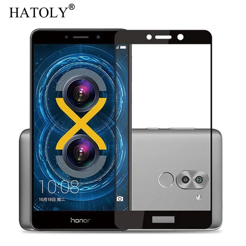 2 шт. Защитное стекло для экрана Huawei Honor 6X закаленное GR5 2017 полное покрытие HATOLY |