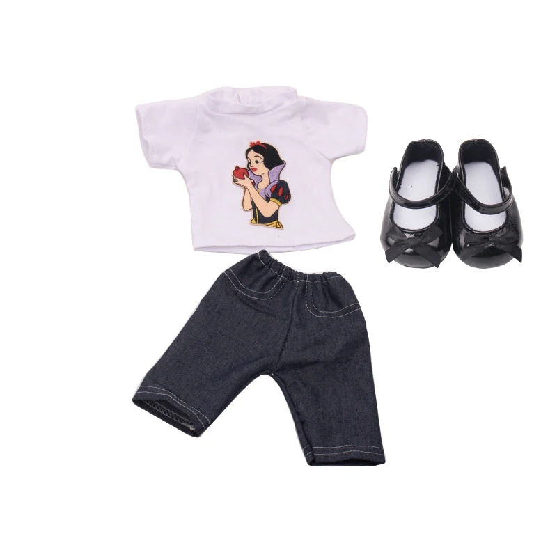 18 дюймов куклы для девочек детская одежда модная детская футболка спортивная одежда с обувью американская платье для новорожденных детские игрушки подходит 43 см для ухода за ребенком для мам, детские куклы, c176 - Цвет: White