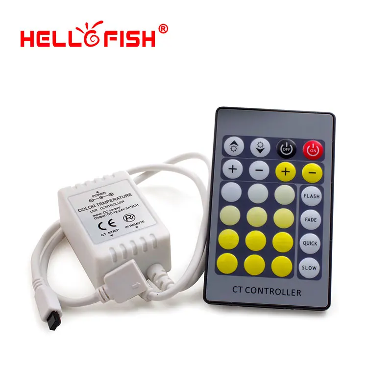 

Hello Fish LED strip Controller, 24 keys IR Remote Controller for 5050 Warm White & White Strip