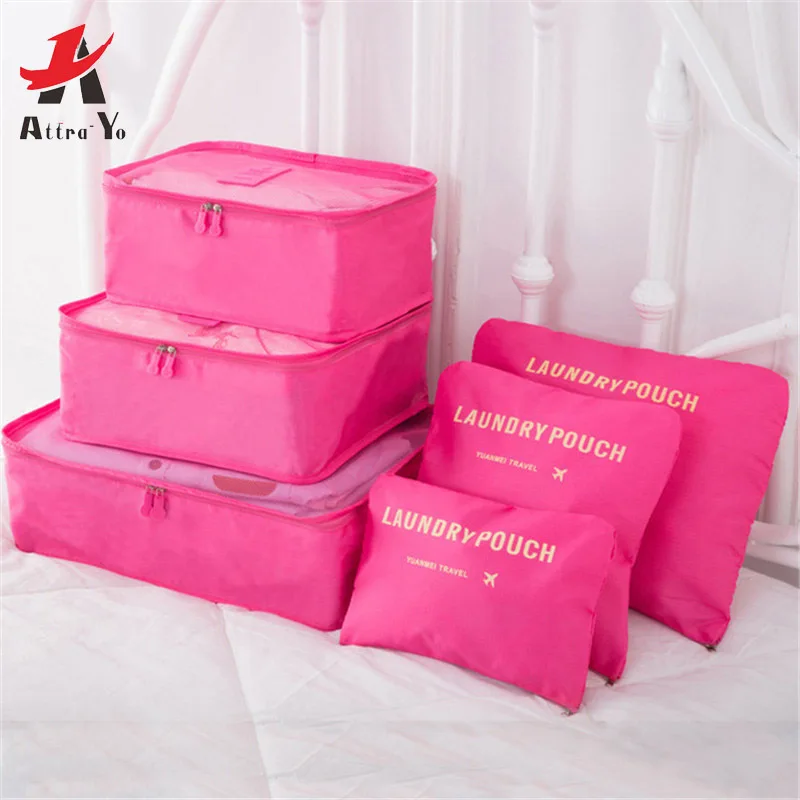 

Attra-Yo 6PCS/Set Luggage Packing Organizer Set Travel Mesh Bag Bag Luggage Organizer Packing Cosmetic Bag Organiser Clothing