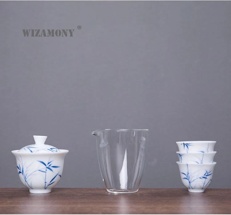 WIZAMONY дорожная сумка китайский чайный набор кунг-фу gaiwan Чайник чашки ярмарка кружка Чайные Наборы белая керамика fot подарок пуэр посуда для напитков