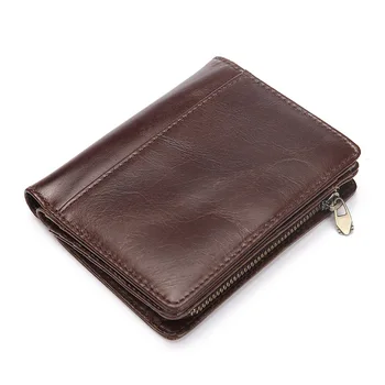 

Genuine Leather Men Bifold Wallet ID/Credit Card Holder Vintage Short Designer Multi-Pocket High Quality Natural Skin Mini Purse