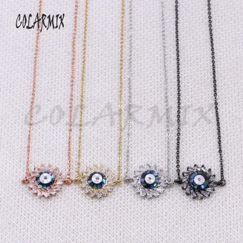 

5 strands Natural abalone macrame pendant necklace wholesale jewelry necklace eye pendants 18"necklace jewelry for women 4482