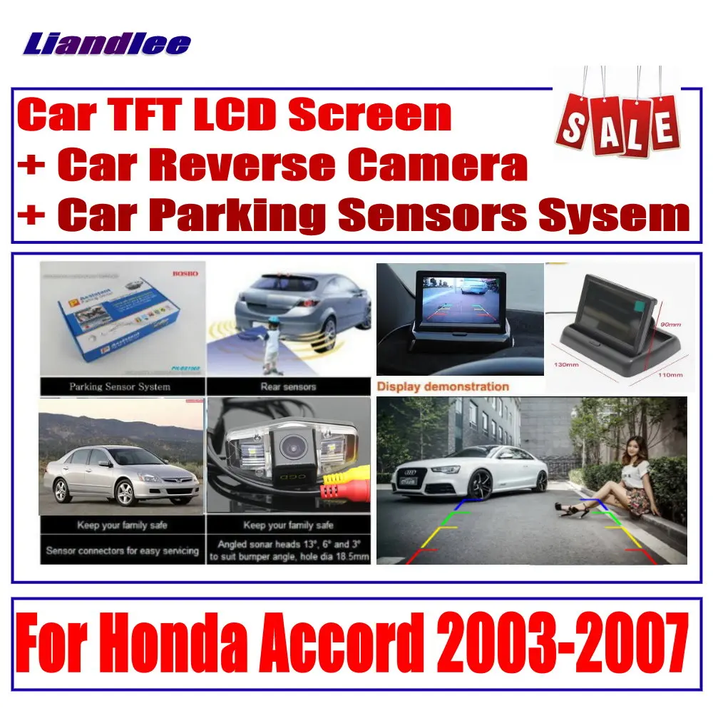 

Liandlee Car Digital Parking Sensors System For Honda Accord 2003-2007 HD Monitor Display / CCD Reverse Rear View Camera