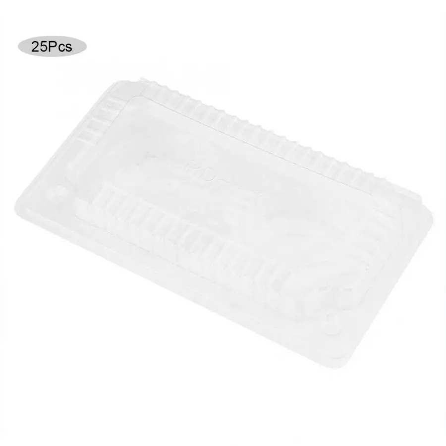 

25 Pcs Disposable Plastic Hinged Loaf Container Food Fruit Cake Storage Box Acrylic Lunch Box Wheat Straw Dinnerware Food Box