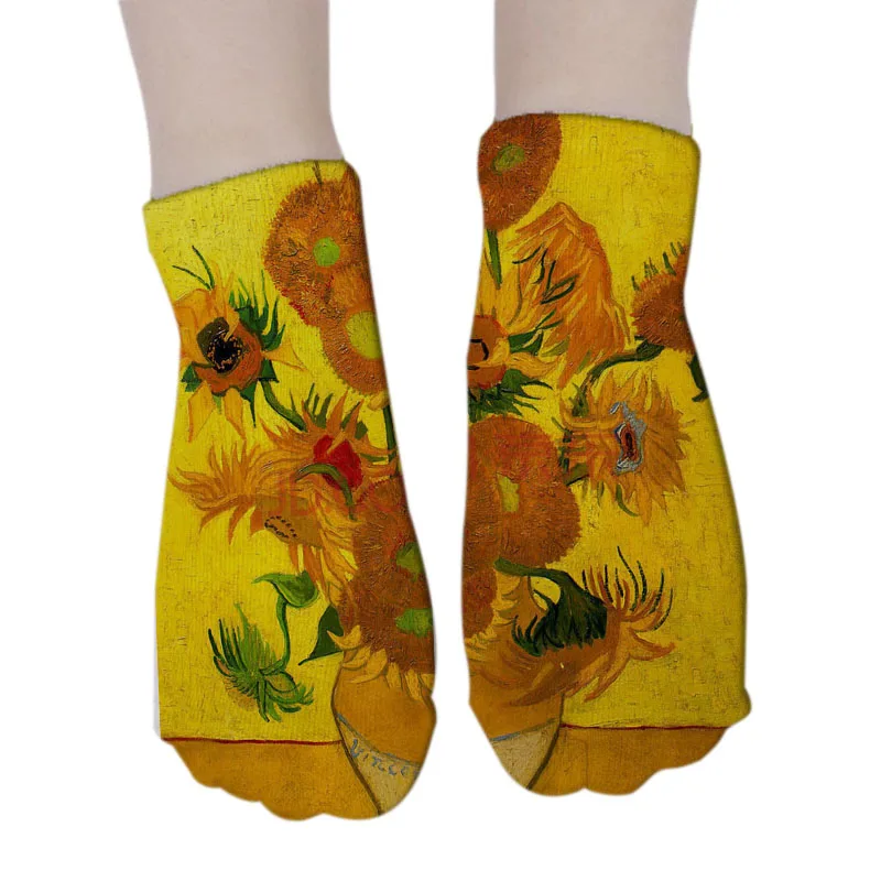 Ван Гог Картина маслом женские носки шикарное искусство забавные узорные модные короткие носки классические уникальные классные женские носки 5ZWS28