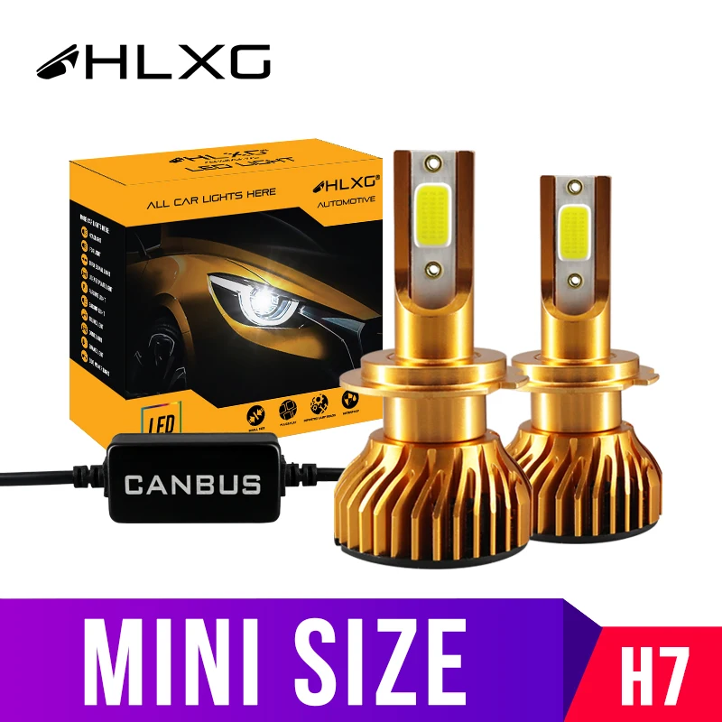 

hlxg Slim Mini H7 LED Canbus Car Headlight Bulbs H1 lampada H4 LED Fog Light H11 H8 HB3 HB4 No Error 50W 10000LM White 6000K 12V