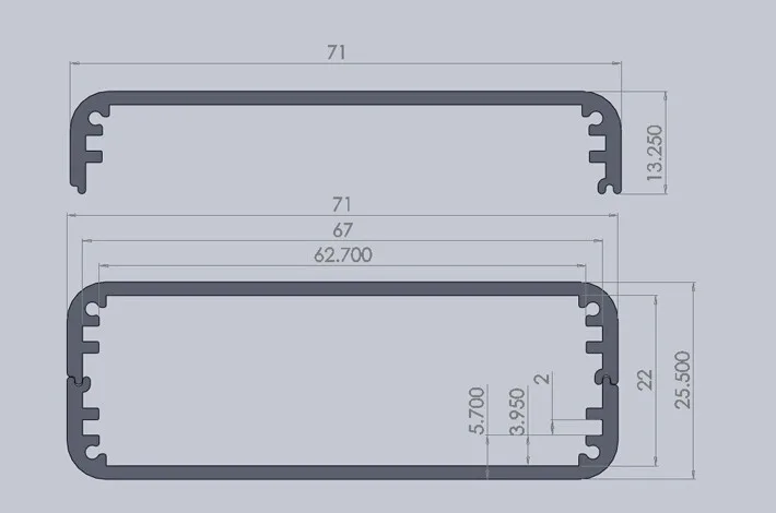 Алюминиевый корпус Электрический ящик корпус видео связь оболочки 71(2,7") X25.5(1") X100(3,9") мм DIY