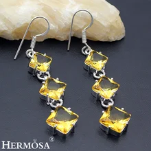 Hermosa joyería seis opciones de moda exquisita encantadora hermosa plata de ley 925 tres pendientes de piedra hf772