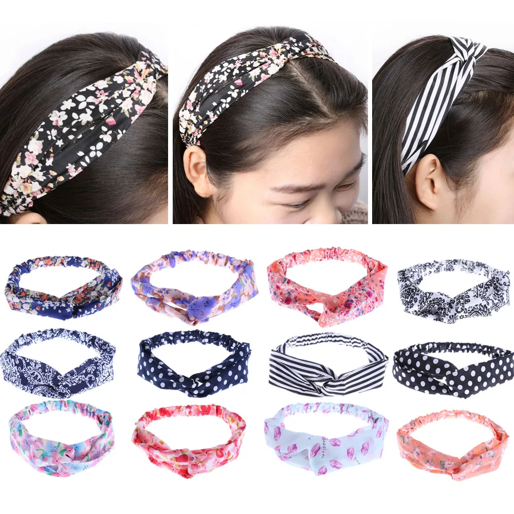 

1 Piece New Fashion Women Girl Hair Accessories Elastic Turban Floral Twisted Knotted Hair Band Headband