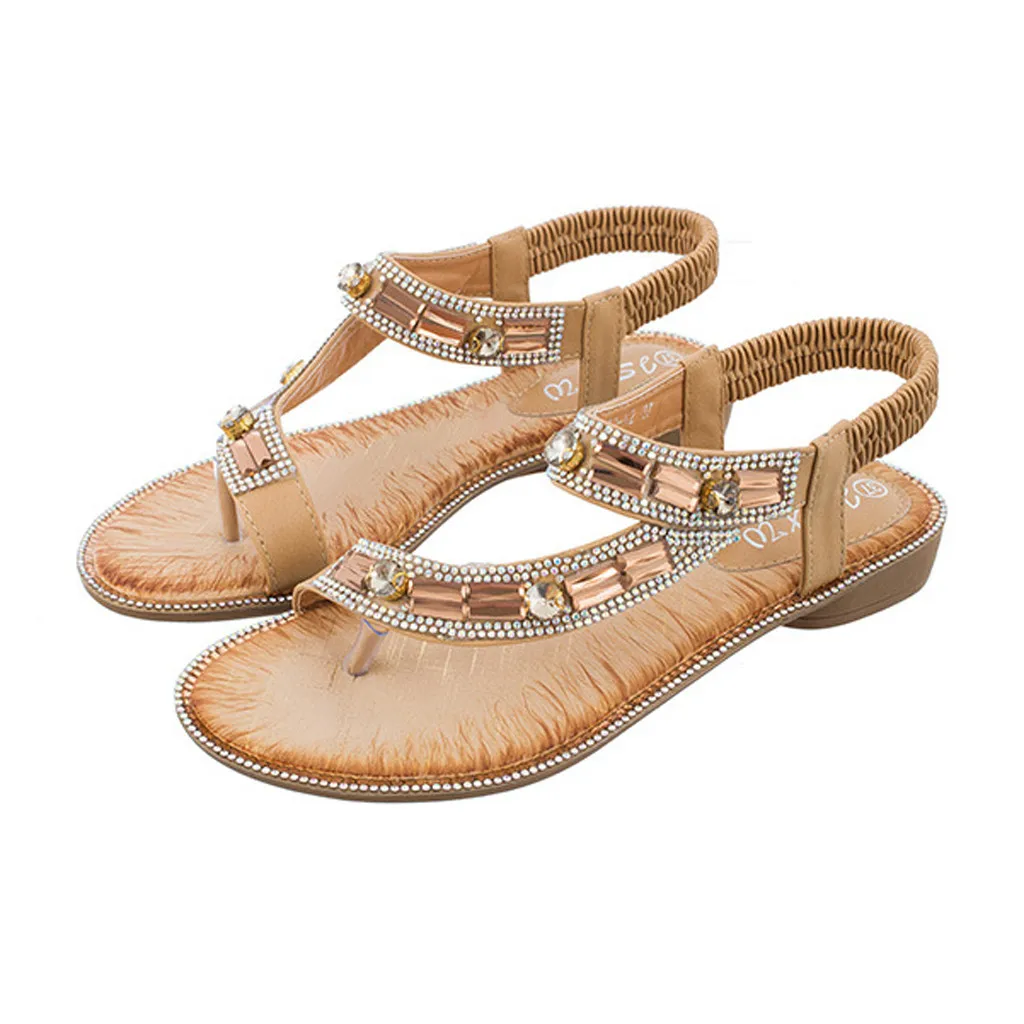 Женские богемные пляжные римские сандалии с эластичным ремешком и