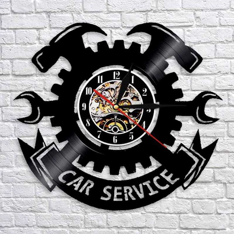 Auto Repair Shop Wall Clock Modern Design Car Mechanic Service