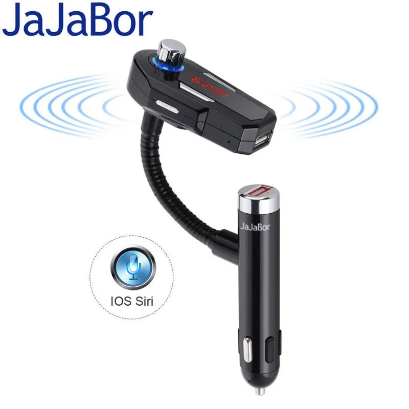 JaJaBor Bluetooth Car Kit Hands Free FM Transmitter Support U Disk AUX 3.5mm Stereo MP3 Music Player Dual USB Car Charger 