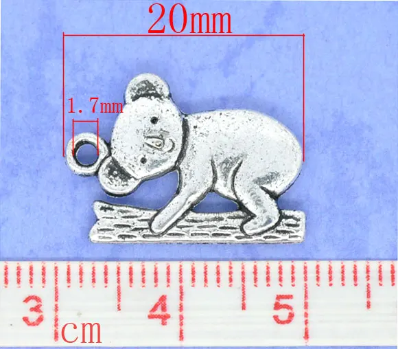 Подвески DoreenBeads из цинкового металлического сплава серебристые Koala 20 мм (6/8 дюйма)