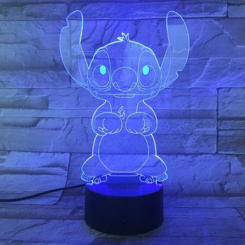 

New Stitch 3d Lamp 7 Color Led Night Lamps For Kids Touch Led Usb Table Lampara Lampe Baby Sleeping Nightlight Room Lamp