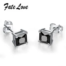 Fate Love Классические женские серьги золотистого цвета AAA+ Rhinestone серьги-гвоздики черно-белые кубические циркониевые свадебные серьги FL015