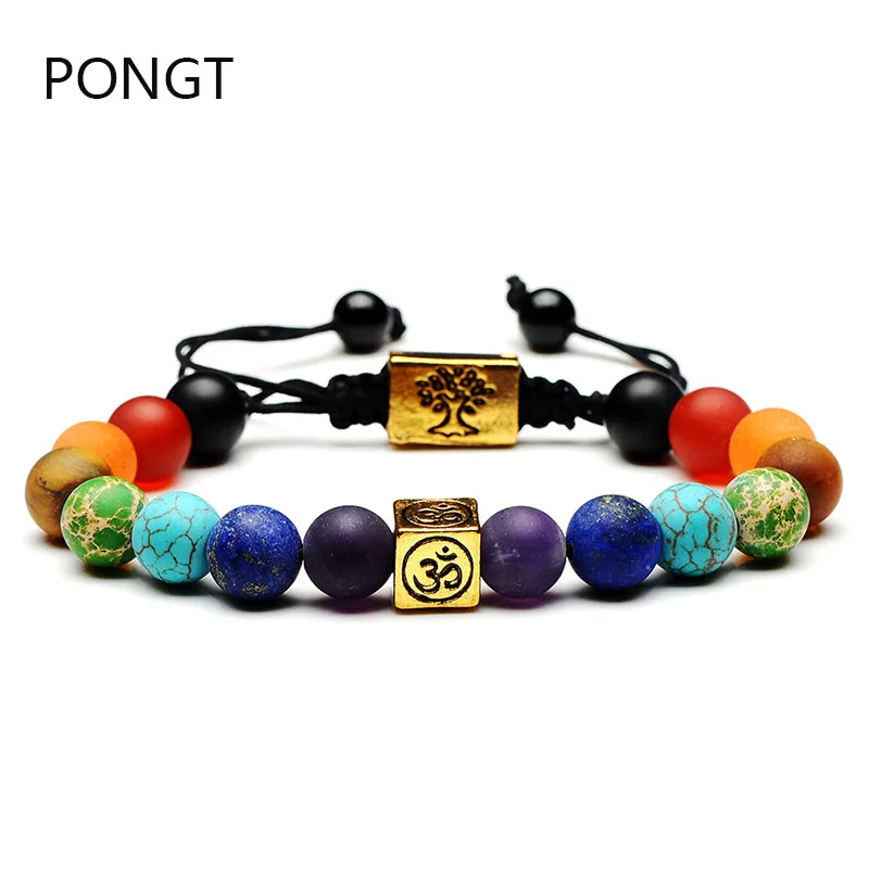 Hot Colorful square Life tree natural stone bracelet 7