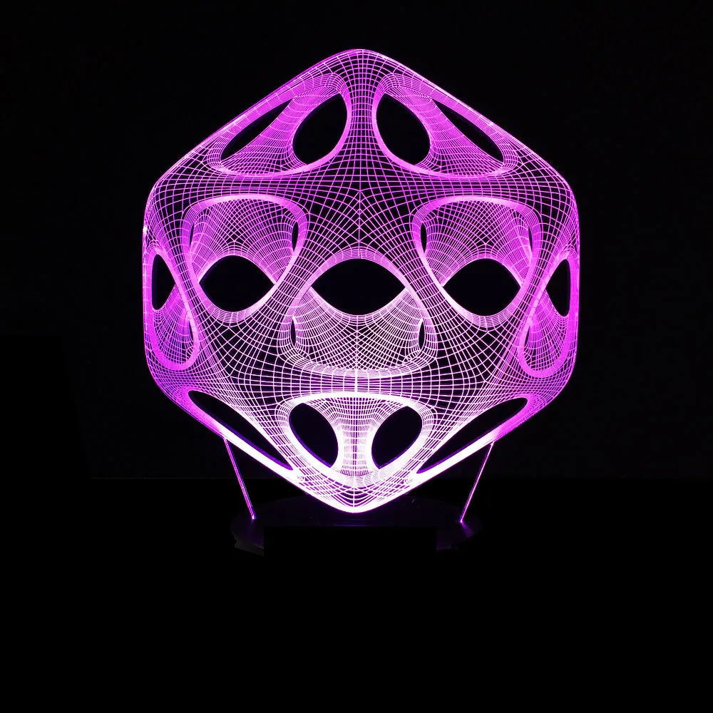Новые абстрактные 3d ночной светильник 7 красочный сенсорный пульт