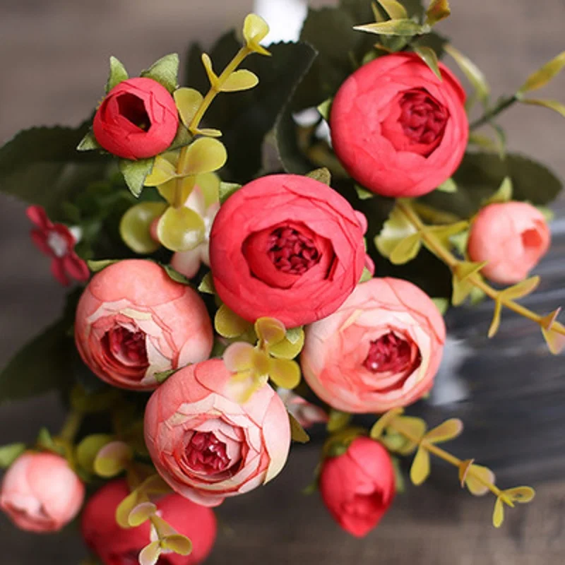 

Home Decoration Fake Flower Wedding Background Living Room Decorative Flower Bouquet Rose Artificial flower