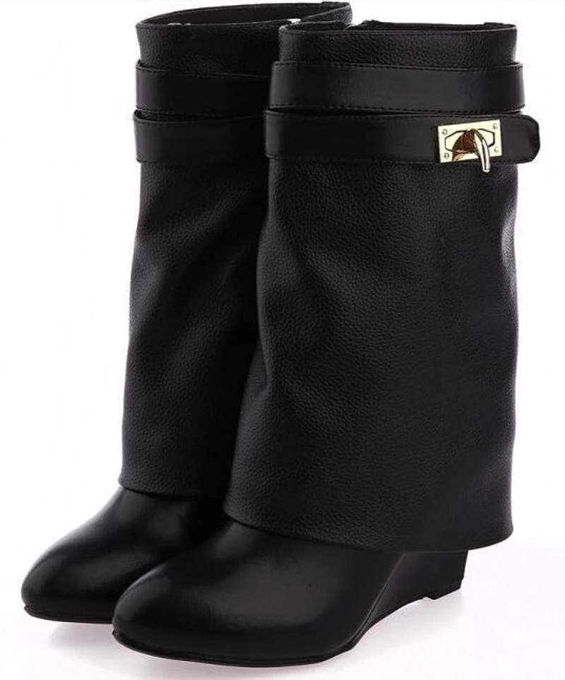 

New Arrival High Quality Leather Zipper Fashion Pointed Toe Wedged Ankle High Heels Boots Spring Autumn Women Short Sexy Boots