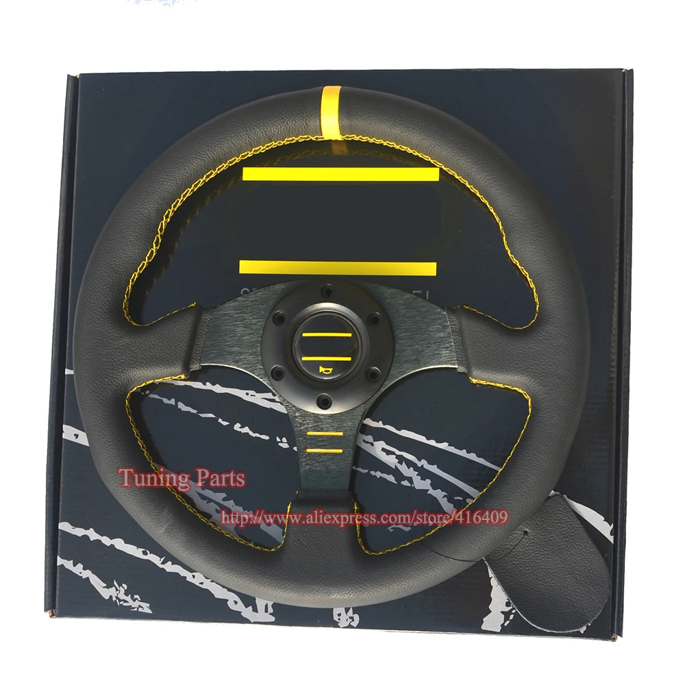 flat style leather car steering wheel game steering wheel 330mm (3)