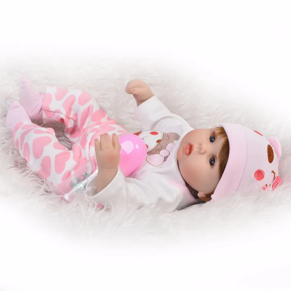 43 см силикон + Мягкая тканевая Кукла Reborn Baby Dolls живая Реалистичная Boneca Одежда для