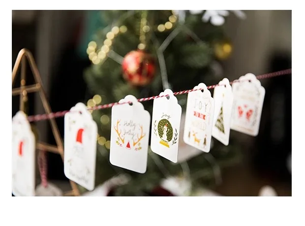 Смешанный стиль Рождество 100 шт. белый бумажная бирка Этикетки с веревкой, как Упаковка Украшение теги классический дизайн Скрапбукинг DIY