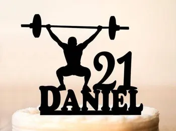 

Muscle man silhouette cake topper Personalized birthday Bodybuilder birthday topper Cake topper for sports man