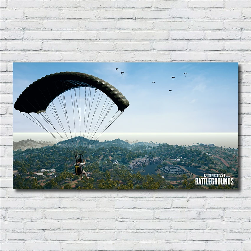 

Skydiving Landing Ready to fight PUBG Painting Home Decor living room posters wall art canvas painting R88