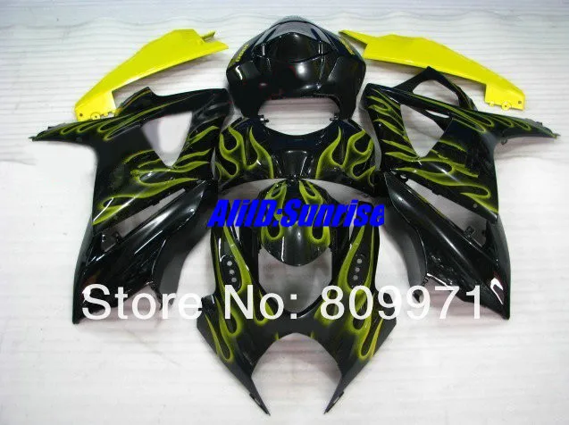 

S427 NEW Yellow flames blk full Fairing for SUZUKI GSXR1000 2007 2008 GSX-R1000 07 08 GSXR1000 K7 07 08 2007 2008