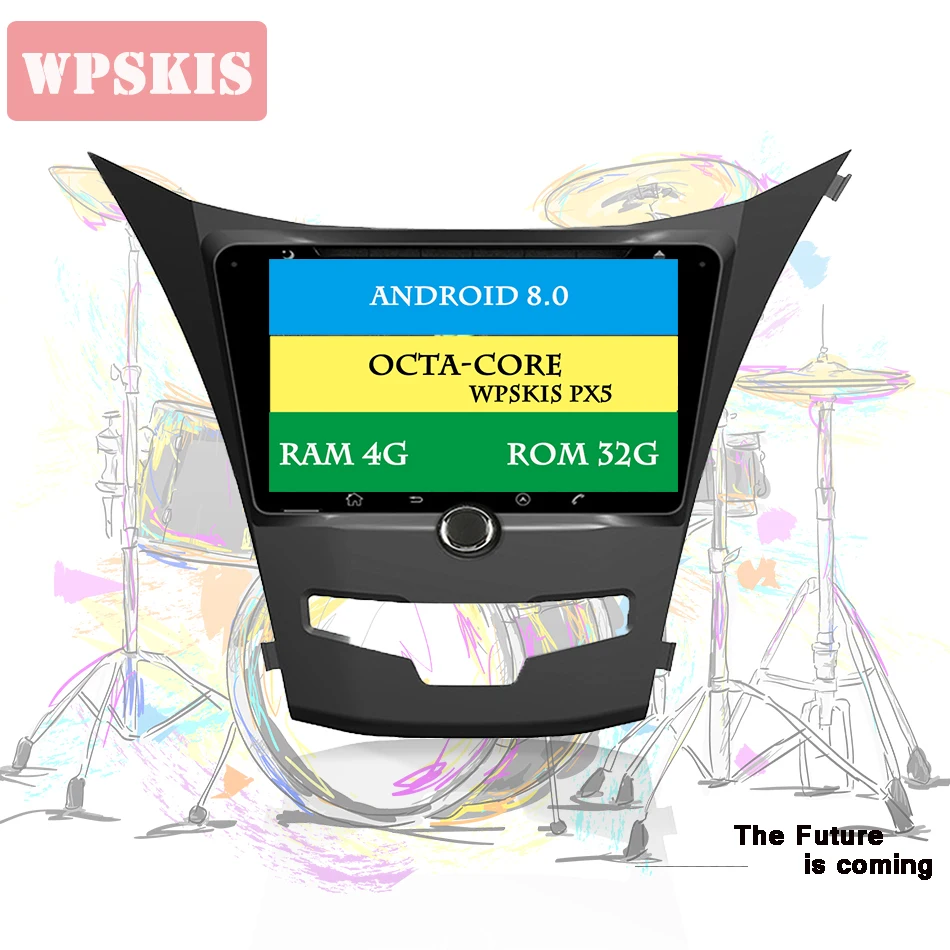 Flash Deal HD 7" 64bit Android 9.0 octa core rk3188 px5 4GB+64GB Car headunit pc tablet tape built-in 3g wifi gps navi For SsangYong Actyon 4