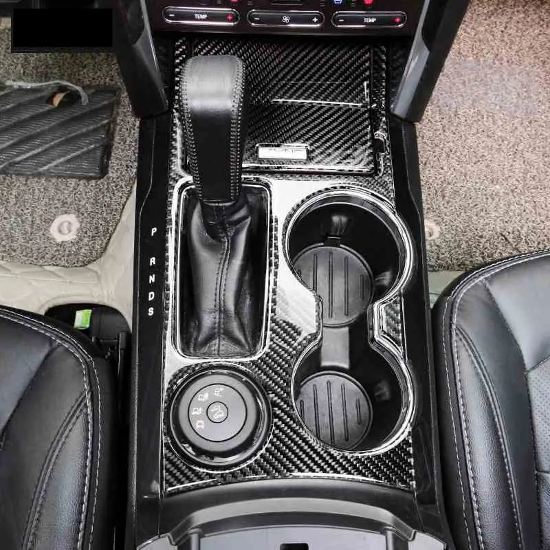 

Carbon Fiber Center Console Gear Shift Frame Cover Trim 6pcs For Ford Explorer LHD Car Styling Water Cup Holder Panel Decoration