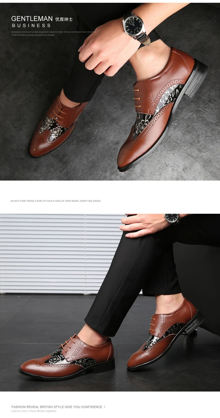 Для мужчин ретро Винтаж туфли в деловом стиле свадебные туфли из натуральной кожи; обувь с перфорацией типа «броги» в стиле ретро; Бизнес офисные Мужская обувь на плоской подошве Туфли-оксфорды