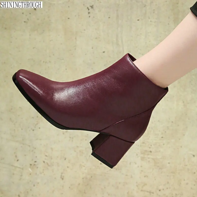 

Women Ankle Boots Autumn Winter high square Heels Ladies Shoes Woman square toe Elegant Office Pumps Ladies Basic Boots